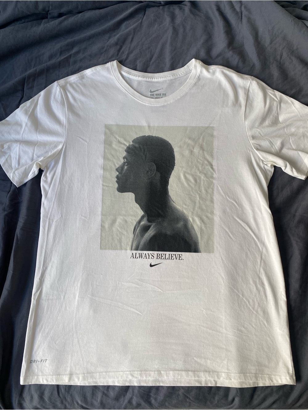 Rare LeBron Nike Men’s White Graphic 'Always Believe' T‑Shirt Athletic Cut
